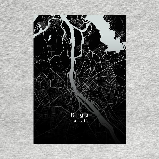 Riga Latvia City Map dark by Robin-Niemczyk